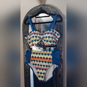 💦NWT! As Rose Rich, Two Piece Bathing Suit With Coverup, Sz. 1X!